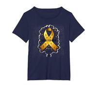 Oro de septiembre: Concientización de los Guerreros del cáncer Infantil Camiseta, Mujer Tallas Grandes, Azul Marino, 1XL Grande