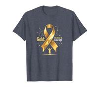 Oro de septiembre: Coraje de Conciencia sobre el cáncer Infantil Camiseta, Hombre, Azul Jaspeado, XL