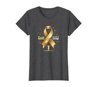Oro de septiembre: Coraje de Conciencia sobre el cáncer Infantil Camiseta, Mujer, Jaspeado Oscuro, XXL