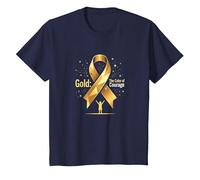 Oro de septiembre: Coraje de Conciencia sobre el cáncer Infantil Camiseta, Niños, Azul Marino, 6 años