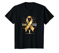 Oro de septiembre: Coraje de Conciencia sobre el cáncer Infantil Camiseta, Niños, Negro, 3 años