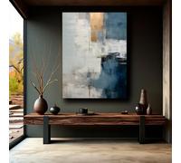 Oro e blu navy, grigio e bianco, arte astratta, arte moderna, dipinto minimalista, soggiorno, ufficio, decorazione da parete, struttura 50x70cm
