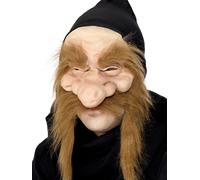 Oro Excavadora Máscara Anciano Media Cara Goblin Enanito Halloween Disfraz Nuevo