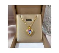 (Oro) Exquisito collar con colgante de corazón hueco con temperamento femenino para mujer, creativo y colorido