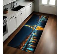 Oro Felpudo Pasillo 40 x 120 cm La Torre Eiffel y la Ciudad Antideslizante Alfombra de Corredor Suave para Cocina, Entrada y Decoración del Hogar