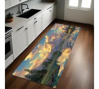 Oro Felpudo Pasillo 50 x 140 cm Montañas, Picos y Lagos Antideslizante Alfombra de Corredor Suave para Cocina, Entrada y Decoración del Hogar
