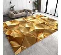 Oro Formas Geométricas Alfombras Salon Grande Moderno Abstracto Alfombras de habitacion Moderna Pelo Corto para Salón Alfombra de Juegos Dormitorio Felpudo Entrada Casa 60x90 cm D-211
