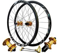 Oro,Juego De Ruedas De Carretera con Freno De Disco 700C, Llantas De Doble Pared De Aleación De Aluminio, Liberación Rápida, Ruedas Delantera Y Trasera De Bicicleta 1800G Rueda De Carretera