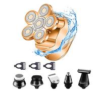 Oro,Kit de afeitadora eléctrica de hombre multifuncional Kit sin cable Impermeable Pelo Clipper Piel y recortador de barba con limpieza facial Cepillo LED Pantalla USB Carga