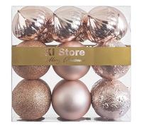 Oro Rosa Bolas de Navidad 8cm 18 pcs a Prueba de Impactos, decoración para el árbol de Navidad, Adornos para Fiestas navideñas y para Bodas, Incluyen Ganchos