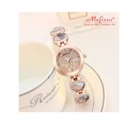 (Oro rosa de 30 mm) ¡¡¡OFERTA!!! Reloj Melissa Crystal para hombre y mujer, reloj de lujo con diamantes