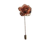 Oro rosa hecho a mano flor de metal/pin de solapa rosa, ojal, ramillete, Boutonniere, dorado, talla única