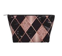 Oro Rosa Mármol Rosa Negro Geométrico, Bolsa de artículos de tocador Bolsa de Maquillaje Bolsa de cosméticos Bolsa de artículos de tocador de Viaje portátil