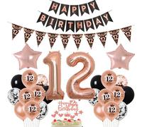 oro rosa negro globos 12 años cumpleaños decoración niña rosegold decoración de la torta 12 años cumpleaños niña decoración cumpleaños 12 años niña cumpleaños globo 12 años niña chica decoración