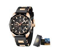 (Oro rosa negro) Reloj para hombre LIGE, marca de lujo, moda, relojes de cuarzo impermeables para hombres,