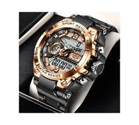 (Oro rosa negro S) Reloj deportivo de moda LIGE de la mejor marca para hombre, relojes digitales de