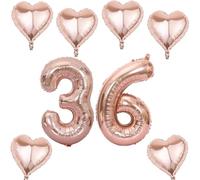 Oro rosa números globo 36 +6 pcs corazón helio globo 36 cumpleaños decoración para las mujeres,40» oro rosa gigante 36 globo de papel de aluminio para la decoración de 36 cumpleaños
