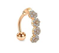 (Oro rosa) Piercing de ombligo gótico de acero inoxidable para mujer, estilo punk