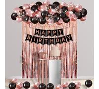Oro rosa y negro decoraciones de globos de Cumpleaños Día de la Madre Aniversario Fiesta de compromiso Deco, negro y oro rosa globos guirnalda arco Kit mujeres 18a 21a 30a 40a 50a