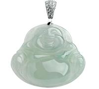 Oro sobre S925 Natural Birmano de Grado A Jadeite Maitreya Collar de Buda para el Año Nuevo Lunar - Posto de Jade Liso Similar al Agua - Símbolo de bendiciones, Prosperidad y Felicidad, Regalo Ideal