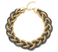 Oro y Gris Statement Colgante Collar, Trenzado Hueco Cable Malla Grande Babero Gargantilla Choker, Fiesta Prom