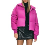 Orolay Chaqueta Acolchada de Invierno para Mujer Cuello Alto Burbuja Silueta de Gran TamañoAbrigo Corto de Plumón Rosa M