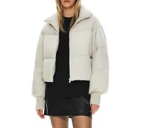 Orolay Chaqueta Acolchada de Invierno para Mujer Cuello Alto Burbuja Silueta de Gran TamañoAbrigo Corto de Plumón Blanco M