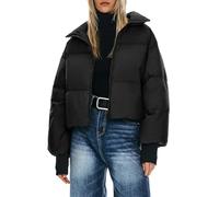 Orolay Chaqueta Acolchada de Invierno para Mujer Cuello Alto Burbuja Silueta de Gran TamañoAbrigo Corto de Plumón Negro XL