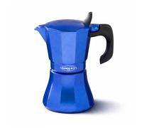 Oroley - Cafetera Italiana Petra | Base de Acero Inoxidable | Cafetera Inducción, Vitrocerámica, Fuego y Gas | Estilo Tradicional (Azul, 9 Tazas)