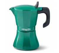 Oroley - Cafetera Italiana Petra de 6 Tazas | Base de Acero Inoxidable | Apta para Inducción, Vitrocerámica, Fuego y Gas | Color Verde | Estilo Tradicional