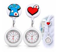 Orologio Infermiere Silicone con Clip Retrattile Lancette Luminose 2 Pezzi | Quadrante Analogico e Motivo Grazioso Formato Tascabile per Infermieri Medici Operatori Sanitari e Studenti
