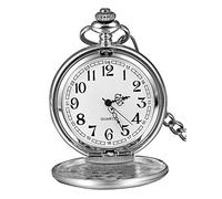 Orolotay Reloj de Bolsillo CláSico Liso Vintage para Hombre, (Plata)