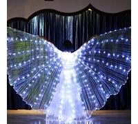 OROMYO Alas LED Isis de 360 grados LED para adultos,con varillas telescópicas de 20 a 100 cm,alas de mariposa para niños,para danza del vientre,espectáculo de escenarios,carnaval (adultos,blanco)