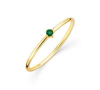 Orovi- Anillo de Compromiso en Oro Amarillo, Dorado 9K con Esmeralda Verde 0.03ct, Un Regalo Duradero de Belleza Natural y Elegancia Hecho a Mano