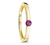 OROVI Anillo de compromiso para mujer de oro amarillo/blanco de 14 quilates (585) con rubí/zafiro solitario de talla redonda - Anillo solitario con piedras preciosas para compromiso - Joya para mujer