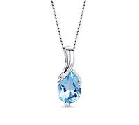 Orovi - Collar para mujer de oro blanco de 14 quilates (585) con rubí ovalado/amatista/topacio/esmeralda/zafiro/corte en lágrima - Collar con colgante de piedras preciosas de filigrana con cadena de