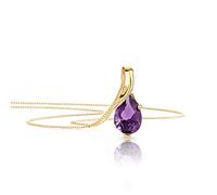 Orovi - Collar para mujer de oro blanco y oro amarillo de 9 quilates, 375, colgante de piedra preciosa, pera aguamarina, amatista, topacio, zafiro, rubí, cadena esmeralda 45 cm con caja de joyería