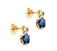 Orovi Pendientes con forma de gota de oro amarillo de 9 quilates/oro blanco (375) con rubí/zafiro/aguamarina/esmeralda/amatista/topacio, pendientes de oro para mujer con piedras preciosas, pendientes