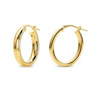 Orovi Pendientes de aro para mujer de Plata de ley 925 bañada en oro de 18 quilates diseño redondo pulido de 26,5 mm con cierre de bisagra con muesca Fabricado en Italia Entregado en Joyero