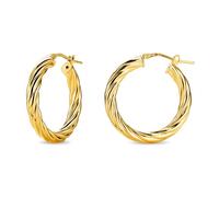 OROVI Pendientes de aro para Mujer Plata de ley 925 bañada en oro de 18 quilates Diseño a torciglione 20mm Pendientes aro mujer Cierre de bisagra Fabricado en Italia Entregado en Joyero