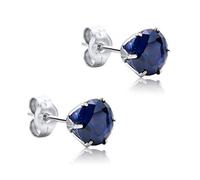 Orovi Pendientes de oro blanco de 9 quilates (375) con esmeralda/zafiro/rubí/circonita cúbica talla brillante - Pendientes para mujer con piedras preciosas engarzadas - Joyas para, dorado, Zafiro