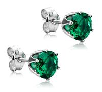 Orovi Pendientes para mujer de oro blanco de 9 quilates / 375 con esmeralda, zafiro, rubí, circonita cúbica
