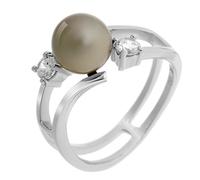 Orphelia Mujer Plata de Ley (925/1000) Plata Redondo Perlas Simuladas Gris Perla circón