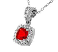 Orphelia Mujer Plata de Ley 925 Plata Corte Brillante Redondo Rojo circonita FASHIONNECKLACEBRACELETANKLET