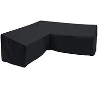 Orqihod Funda para muebles de jardín en forma de L, impermeable, 420D, resistente, para muebles de jardín, con bolsa de almacenamiento, 254 x 254 cm, funda protectora negra para sofá esquinero
