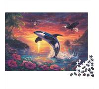 Orque bondissante Cadeau Unique Décoration Intérieure Coucher de Soleil Tropical Art Jeu Éducatif Challenge Toy Adultes & Enfants Des 14 ANS 38x26cm/1000pcs