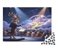 Orquesta Sinfónica de Animales Puzzle de 1000 Piezas Papel Puzzle para Adultos Noche Mágica del Cielo Relajación Familiar Decoración Hogar Regalo 52x38cm/1000pcs