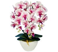 Orquídea artificial blanca y rosa con aspecto natural 60cm en maceta decorativa