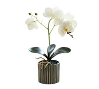 Orquídea artificial de 12,6 pulgadas de alto orquídea artificial realista en maceta tacto real bonsái decorativo flores falsas orquídeas flores artificiales para mesa decoración del hogar color blanco