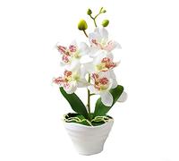 Orquídea artificial de orquídeas artificiales de color Phalaenopsis en maceta, flor artificial en maceta para decoración del hogar, boda, fiesta